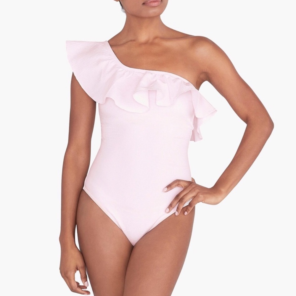 J. Crew Pink Ruffle One-Shoulder Swimsuit NWT| M